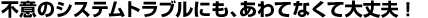 不意のシステムトラブルにも、あわてなくて大丈夫!